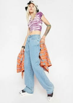 Momokrom Painted Patches Wide Leg Jeans Bottoms
