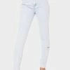 Momokrom Bottoms Light Wash Side Rip Straight Leg Jeans