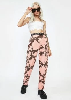 Momokrom Boyfriend Jeans Cow Print Relaxed Straight Leg Jeans
