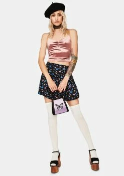 Momokrom Tops Pink Velvet Ruched Cami Tank