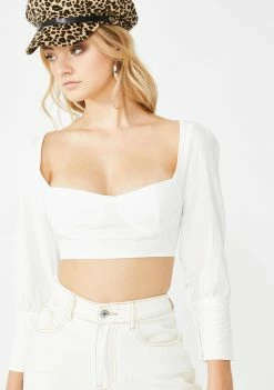 Momokrom White Cuff Bustier Crop Top Tops