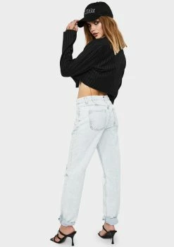 Momokrom Light Wash Distressed Bootleg Jeans