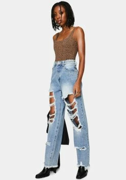 Momokrom Light Wash Extra Ripped Boyfriend Jeans Bottoms