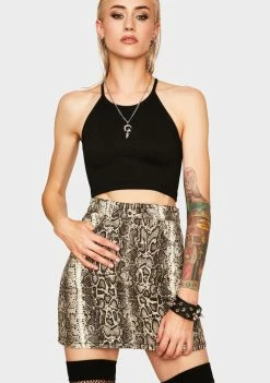 Momokrom Snake Print Denim Skirt