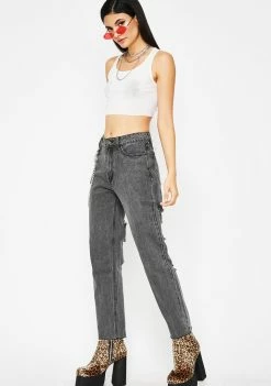 Momokrom Distressed Back Boyfriend Jeans