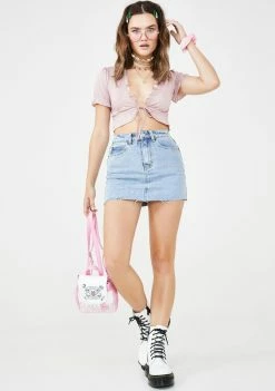 Momokrom Light Wash Raw Hem Denim Skirt 8 Momokrom Light Wash Raw Hem Denim Skirt