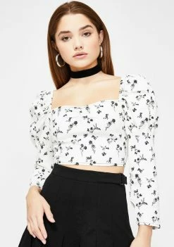 Momokrom Flower Puff Crop Top