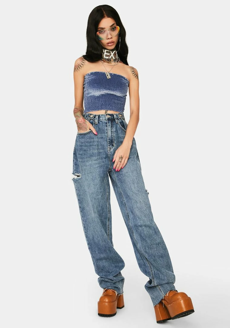 Momokrom Blue Velvet Ruched Bandeau Top 5 Momokrom Blue Velvet Ruched Bandeau Top