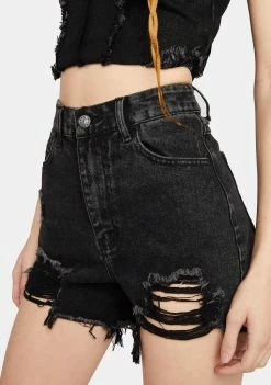 Momokrom Shop 15 Momokrom Black Wash Distressed Denim Mom Shorts