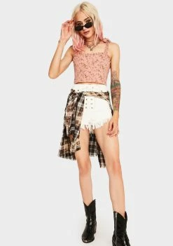 Momokrom Pink Ruffle Floral Tie Top Tops