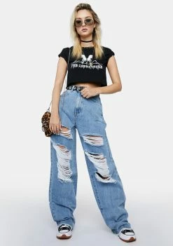 Momokrom Boyfriend Jeans Mid Rise Wide Baggy Jeans