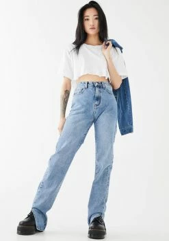 Momokrom Side Slit Hem Vintage Wash Jeans