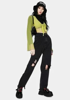 Momokrom Bottoms Tall Washed Black Extreme Distressed Jeans