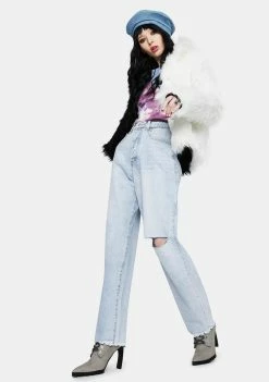 Momokrom Thigh Slash Baggy Jeans Bottoms