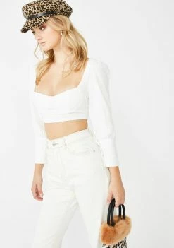 Momokrom White Cuff Bustier Crop Top Tops