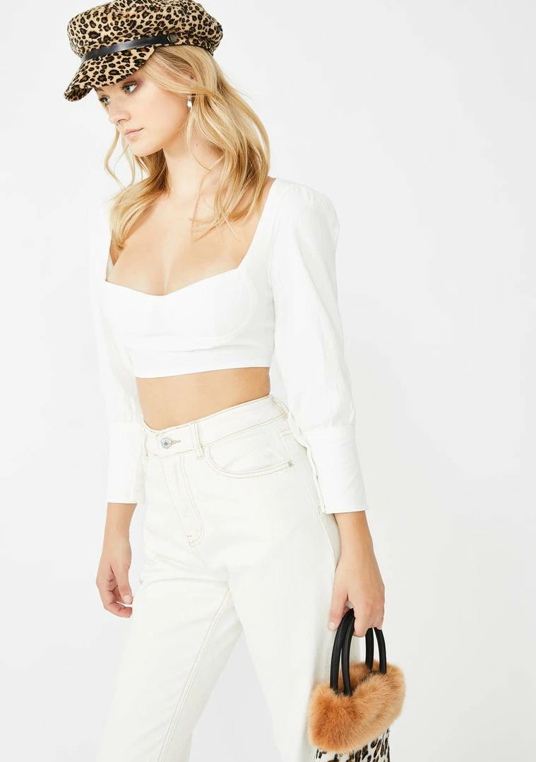 Momokrom White Cuff Bustier Crop Top Tops 4 Momokrom White Cuff Bustier Crop Top Tops