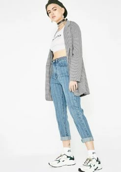 Momokrom Bottoms White Striped Denim Jeans