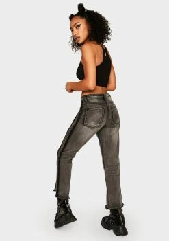 Momokrom Black Distressed Cropped Flare Jeans Bottoms