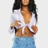 Momokrom Tops Purple Tie Front Metallic Crop Top 1 Momokrom Tops Purple Tie Front Metallic Crop Top