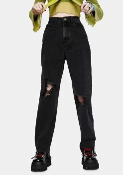 Momokrom Bottoms Tall Washed Black Extreme Distressed Jeans