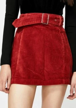 Momokrom Corduroy Belted Denim Skirt Bottoms