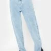 Momokrom Light Wash Split Hem Jeans Bottoms