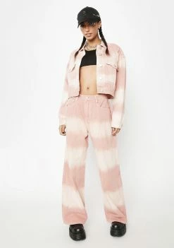 Momokrom Outerwear Pink Tones Tie Dye Boxy Denim Jacket