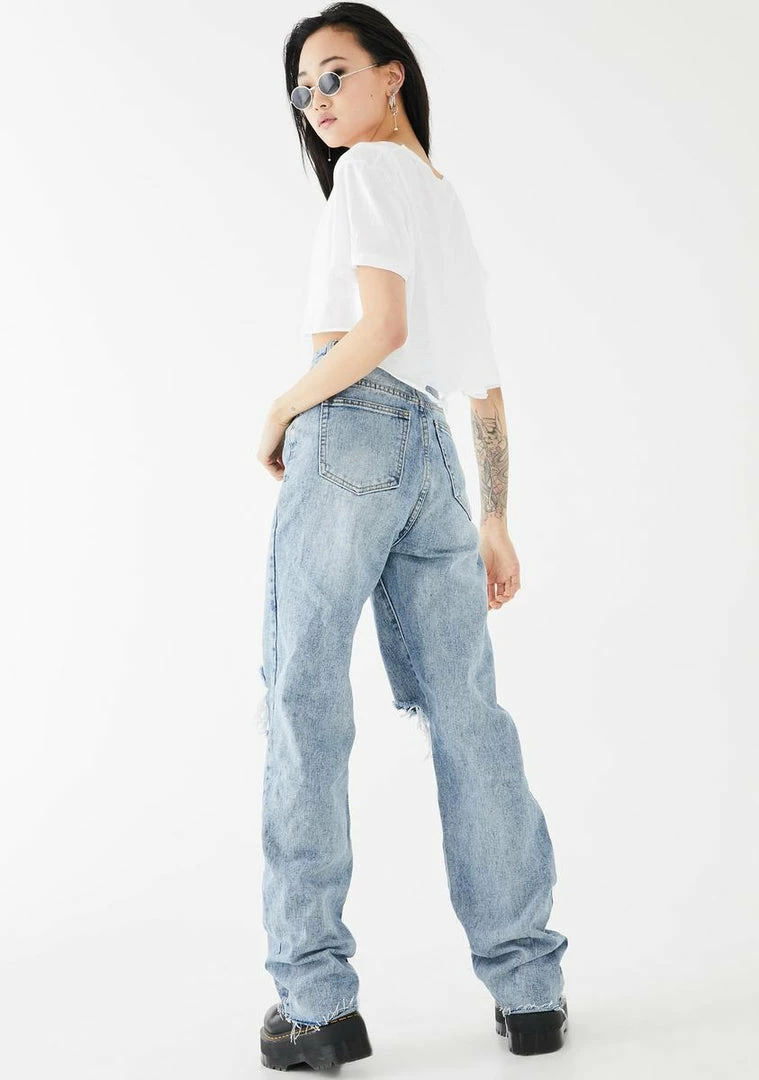 Momokrom Bottoms Straight Leg Distressed Denim Jeans 6 Momokrom Bottoms Straight Leg Distressed Denim Jeans