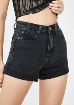 Momokrom Washed Roll Hem Mom Shorts