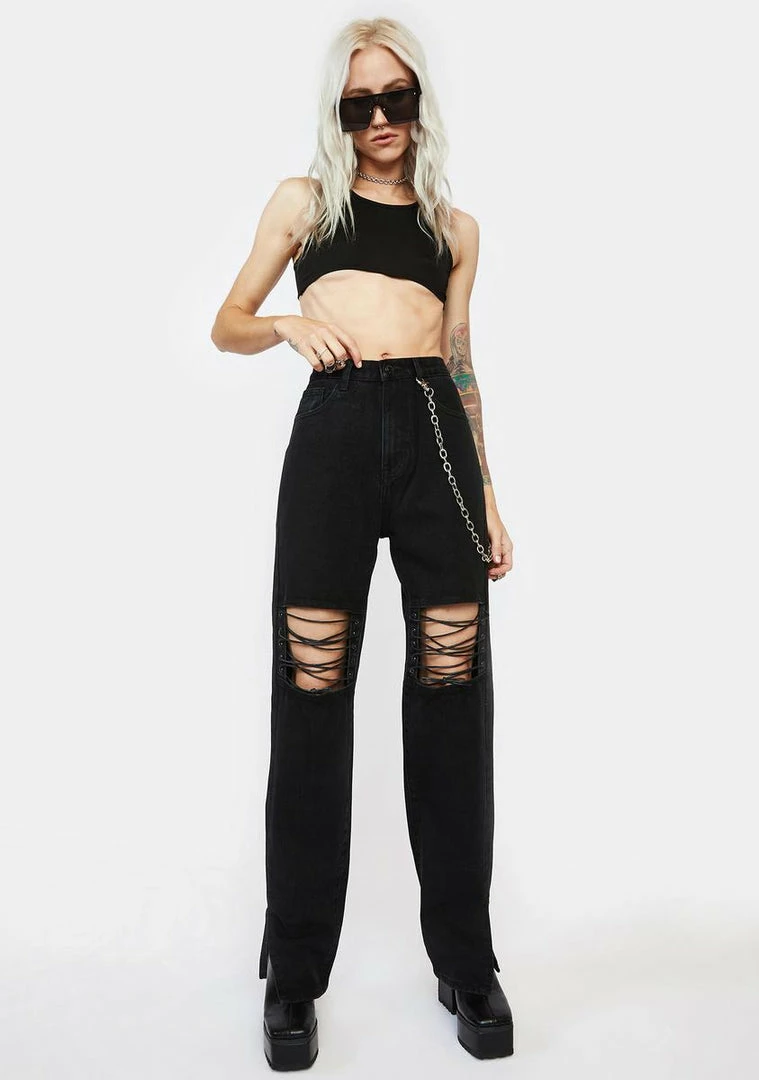 Momokrom Straight Leg Distressed Mom Jeans 5 Momokrom Straight Leg Distressed Mom Jeans