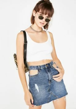 Momokrom Cut Out Pocket Denim Skirt