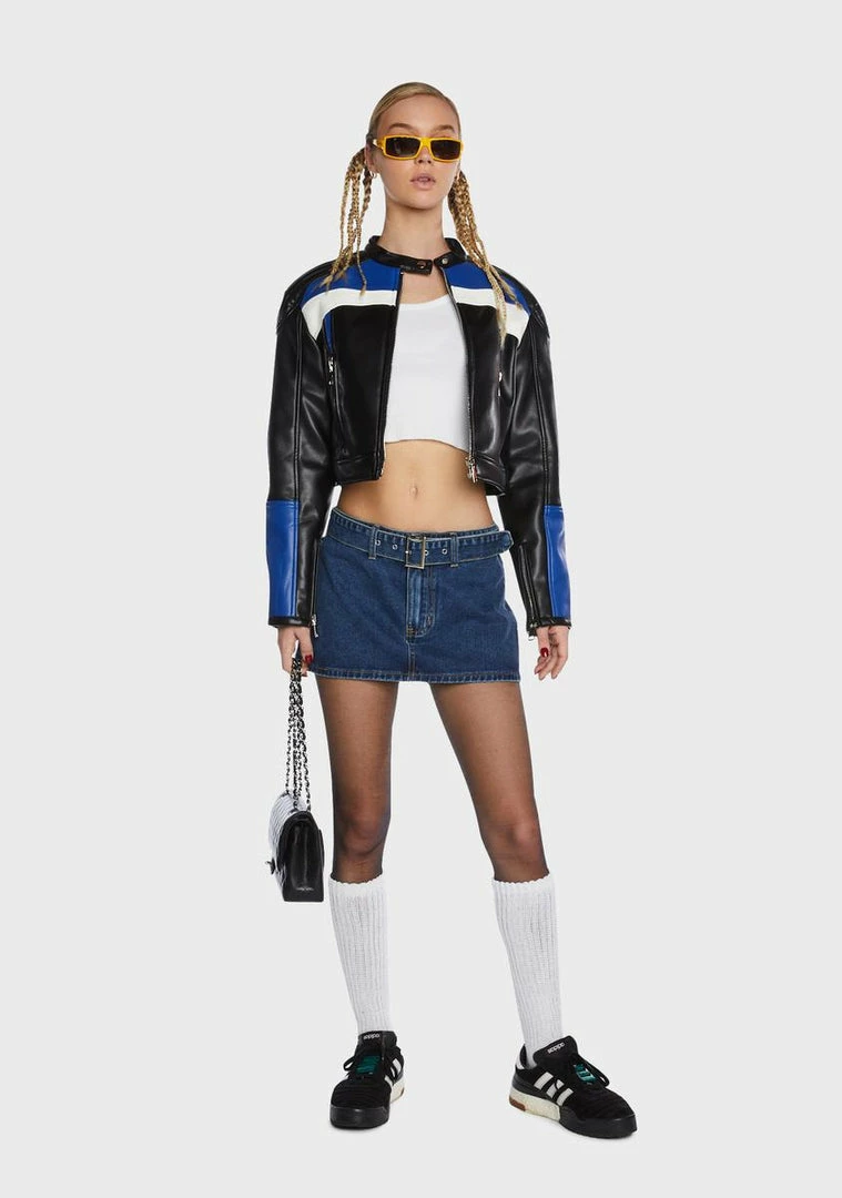 Momokrom Mid Rise Mini Belted Denim Skirt 2 Momokrom Mid Rise Mini Belted Denim Skirt