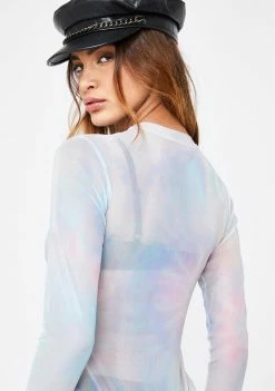 Momokrom Galactic Tie Dye Mock Neck Mesh Bodysuit Tops 8 Momokrom Galactic Tie Dye Mock Neck Mesh Bodysuit Tops