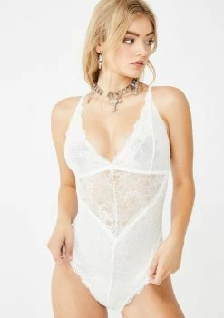 Momokrom White Lace Bodysuit Lingerie & Sleepwear