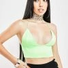 Momokrom Neon Green Tie Back Satin Top Tops