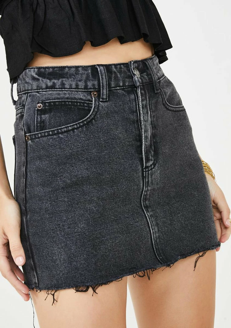 Momokrom Washed Raw Hem Denim Skirt 3 Momokrom Washed Raw Hem Denim Skirt