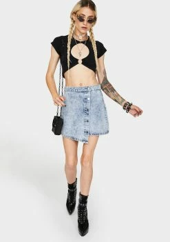 Momokrom Ice Blue Wrap Denim Skirt 8 Momokrom Ice Blue Wrap Denim Skirt