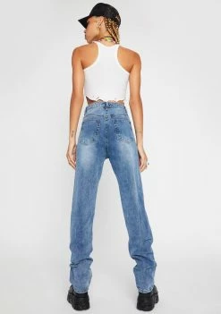 Momokrom Vintage Wash High Waist Straight Jeans