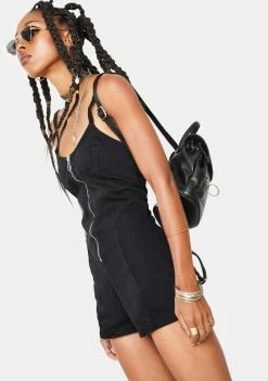 Momokrom Black Zip Up Romper