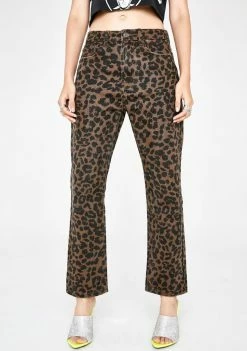 Momokrom Leopard Skinny Denim Jeans Bottoms