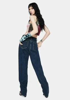 Momokrom Dark Wash Wide Leg Jeans