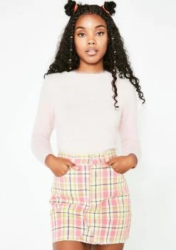 Momokrom Cropped Plaid Mini Skirt