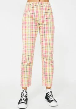 Momokrom Pink Checkered Jeans Bottoms