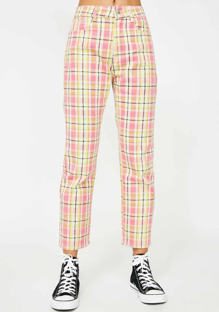 Momokrom Pink Checkered Jeans Bottoms 4 Momokrom Pink Checkered Jeans Bottoms