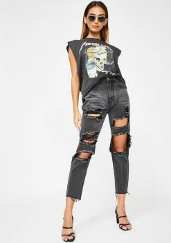 Momokrom Washed Black Extreme Distressed Jeans