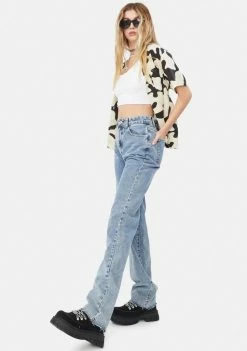 Momokrom Mid Blue Straight Leg Denim Jeans