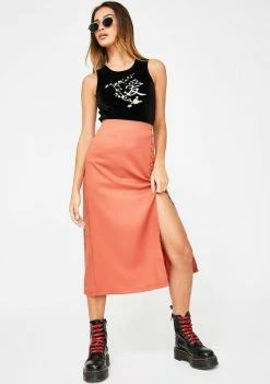 Momokrom Rust Side Split Midi Skirt Bottoms 8 Momokrom Rust Side Split Midi Skirt Bottoms