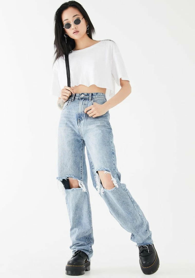 Momokrom Bottoms Straight Leg Distressed Denim Jeans 5 Momokrom Bottoms Straight Leg Distressed Denim Jeans