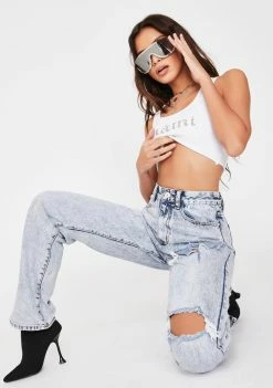 Momokrom Bottoms Distressed Split Hem Straight Leg Jeans 7 Momokrom Bottoms Distressed Split Hem Straight Leg Jeans