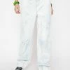 Momokrom Bottoms Faded Blue Tie Dye Raw Edge Jeans